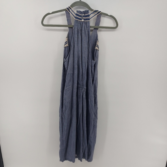 Anthropologie Ranna Gill Wilten Chambray Embroidered Halter Dress Size Small - Picture 4 of 8